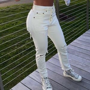 Custom white Levi’s Jeans